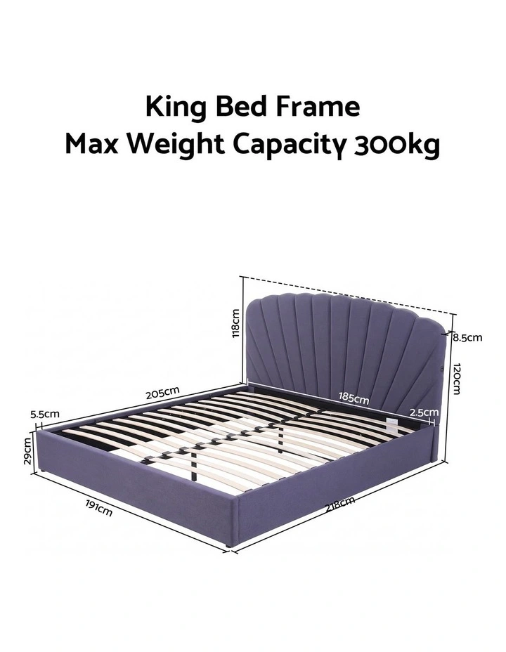 Artiss King Bed Frame with Lift Up Storage and USB Ports Grey image 2