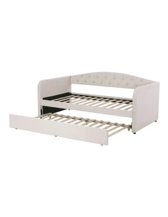Artiss King Single Daybed Velvet Trundle Bed Frame Tufted Guest Bed