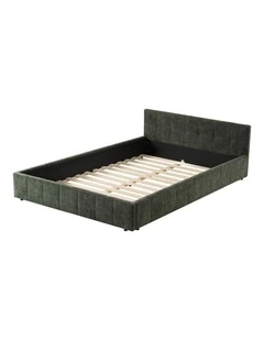 Artiss Double Bed Frame Chenille Heavy Duty Platform Base Green 300kg Support No Box Spring Needed