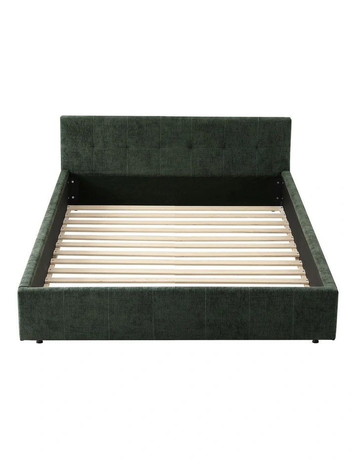 Artiss Double Bed Frame Chenille Heavy Duty Platform Base Green 300kg Support No Box Spring Needed image 3