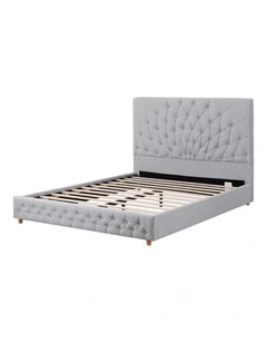 Artiss Queen Bed Frame with Tufted Headboard and Plywood Slats Grey