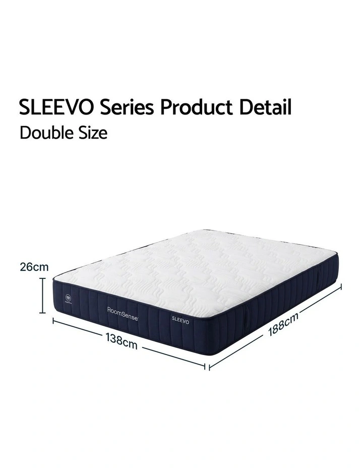 RoomSense Double Mattress 26cm, Firm Orthopedic Pocket Spring Hybrid, Back Pain Relief image 2