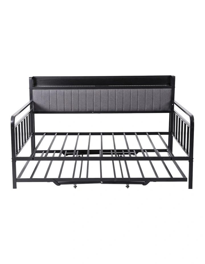 Artiss Bed Frame Double LED Metal Trundle Daybed with Charging Station TURN image 3