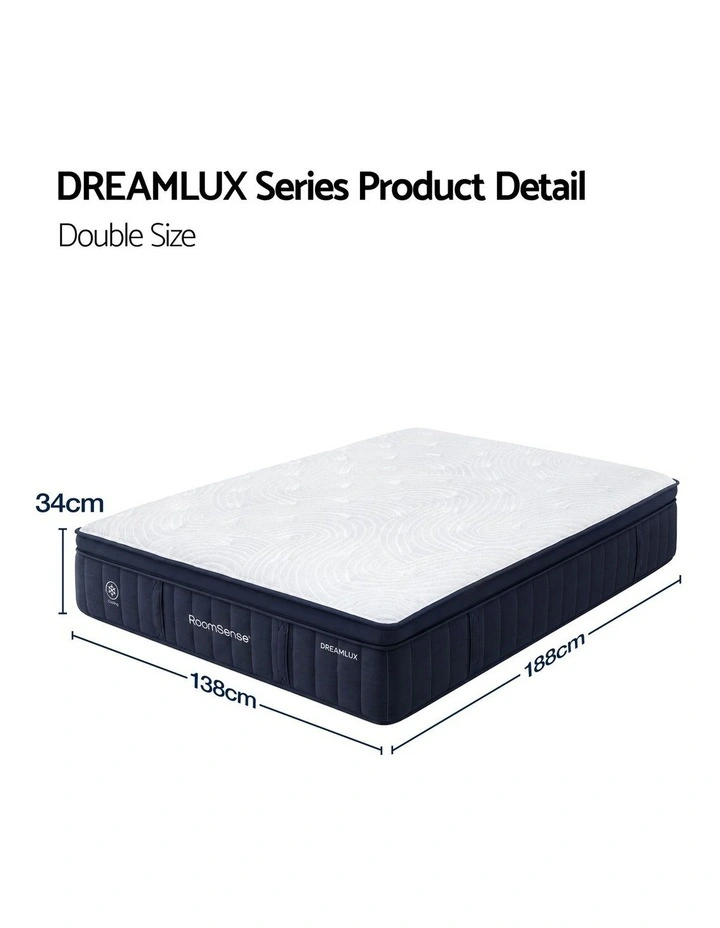 RoomSense Double Mattress 34cm, Medium Hybrid, Tencel Cooling Pocket Spring, Back Pain Relief image 3