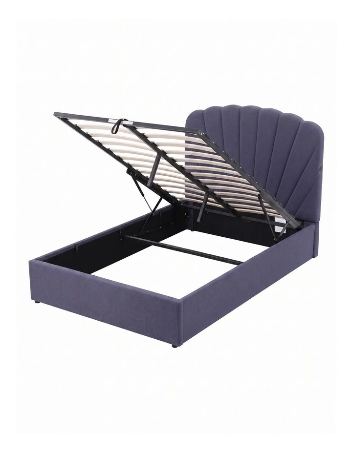 Artiss Double Bed Frame with Lift Up Storage and USB Ports Grey image 1