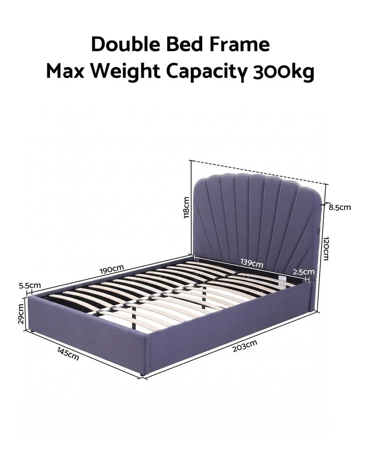 Artiss Double Bed Frame with Lift Up Storage and USB Ports Grey image 2