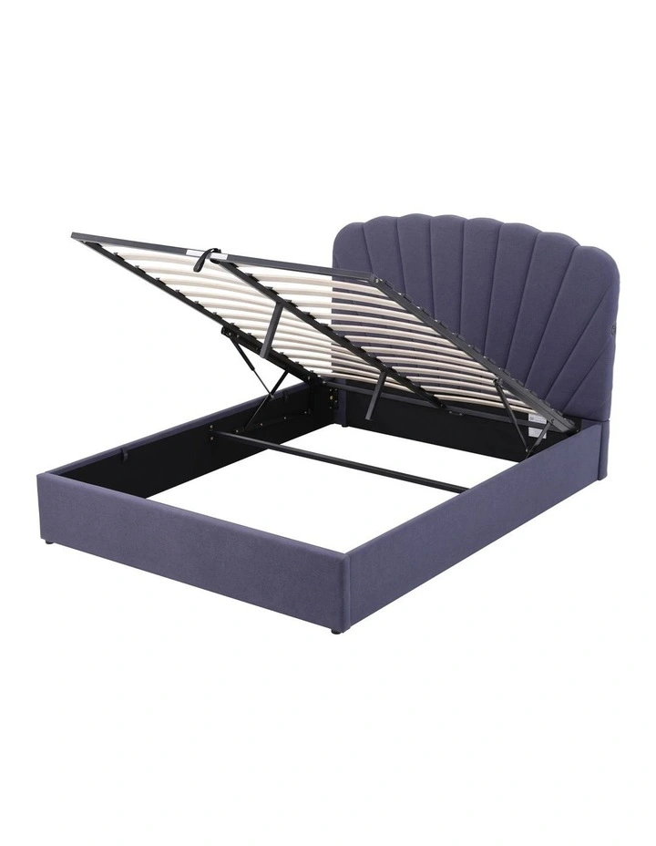 Artiss Queen Bed Frame with Lift Up Storage and USB Ports Grey image 1