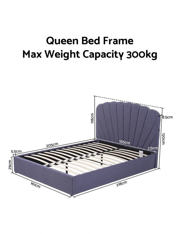Artiss Queen Bed Frame with Lift Up Storage and USB Ports Grey image 2