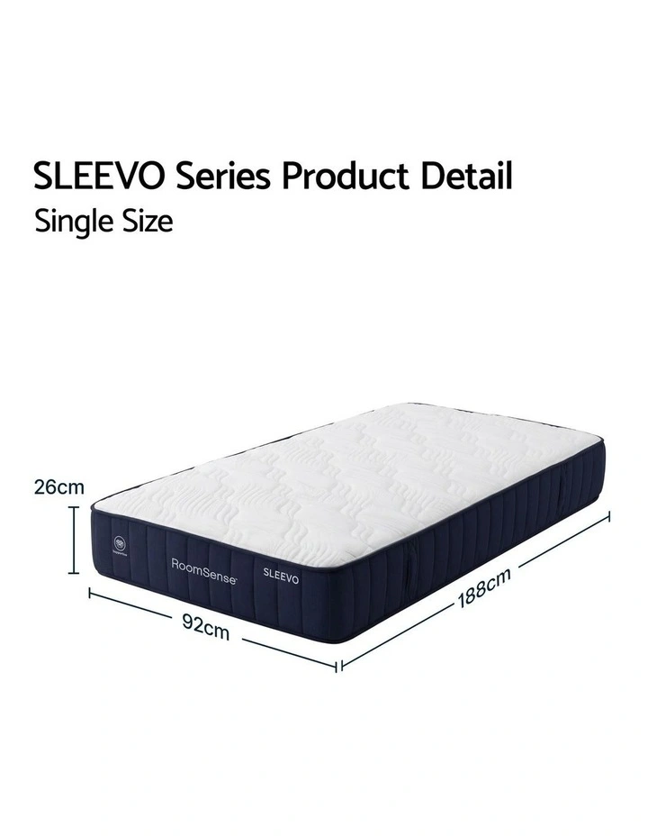 RoomSense Single Mattress 26cm, Firm Orthopedic Pocket Spring Hybrid, Back Pain Relief image 2