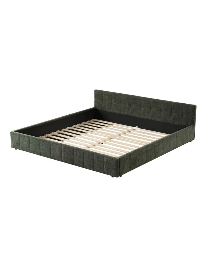 Artiss King Bed Frame Chenille Heavy Duty Platform Base Green 300kg Support No Box Spring Needed image 1