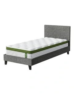 Artiss BedStory Single Bed Frame & 30cm Hybrid Cooling Gel Mattress Set Grey Upholstered Base