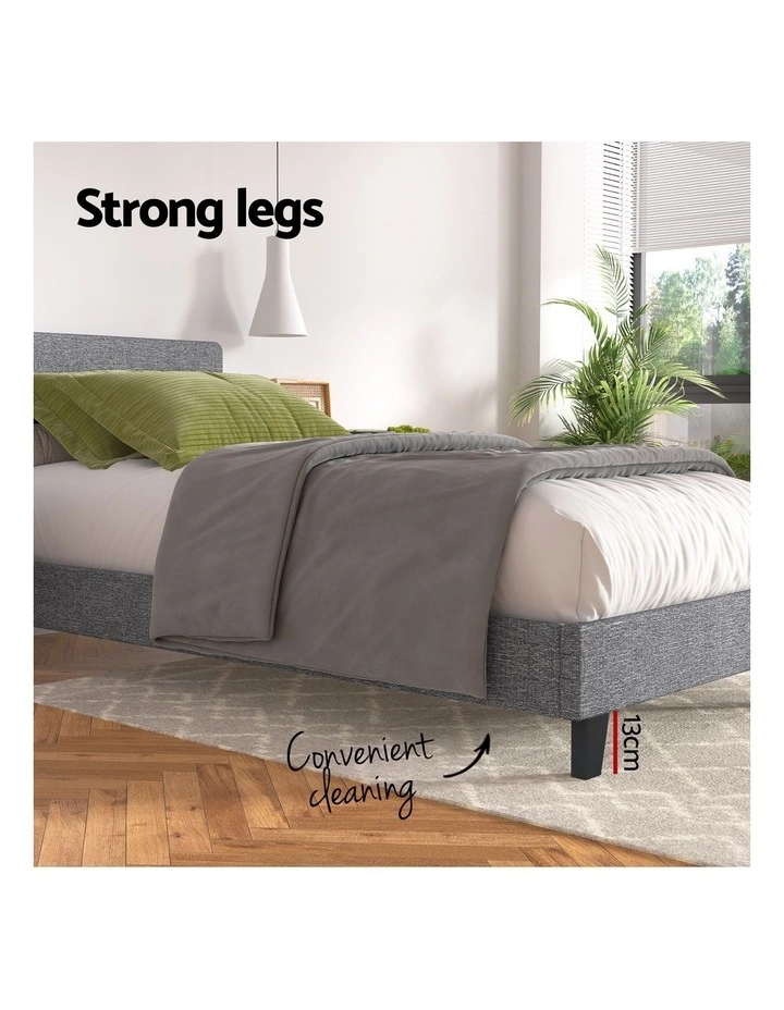 Artiss BedStory Single Bed Frame & 30cm Hybrid Cooling Gel Mattress Set Grey Upholstered Base image 6