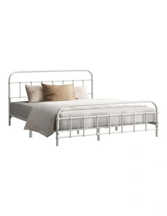Oikiture Bed Frame Metal Bed Base Double Size Bed Platform White