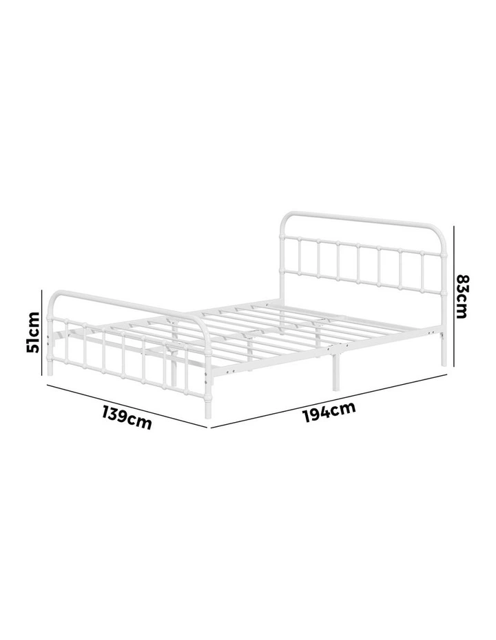 Oikiture Bed Frame Metal Bed Base Double Size Bed Platform White image 3