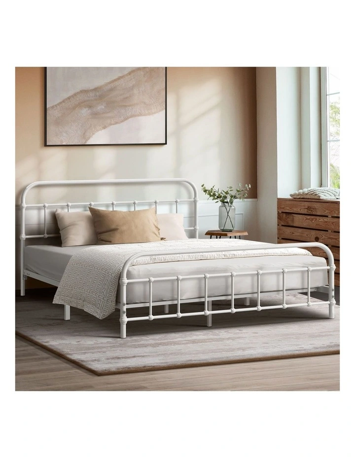Oikiture Bed Frame Metal Bed Base Double Size Bed Platform White image 4