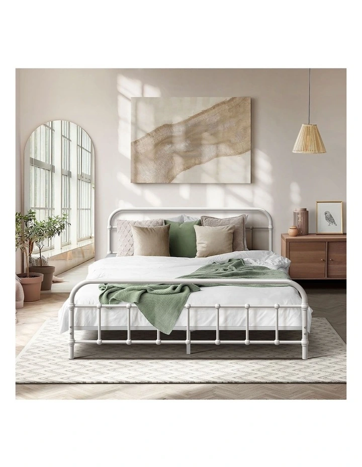 Oikiture Bed Frame Metal Bed Base Double Size Bed Platform White image 5