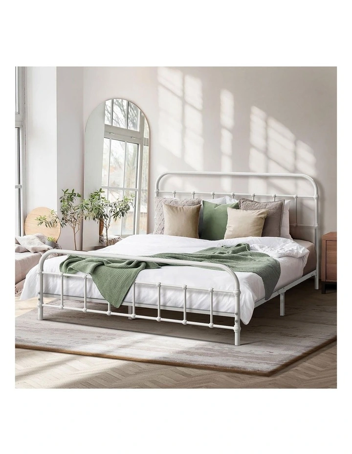 Oikiture Bed Frame Metal Bed Base Double Size Bed Platform White image 7