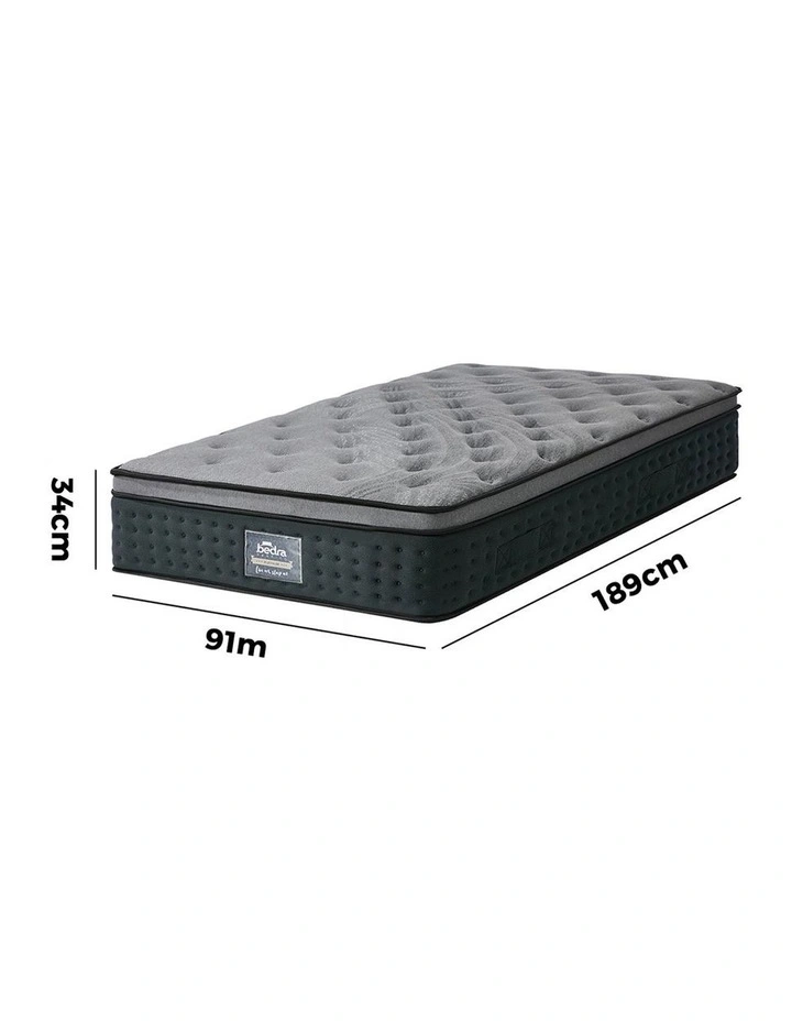 Bedra Single Mattress Euro Top Spring Medium Firm Motion Isolation 34cm image 3