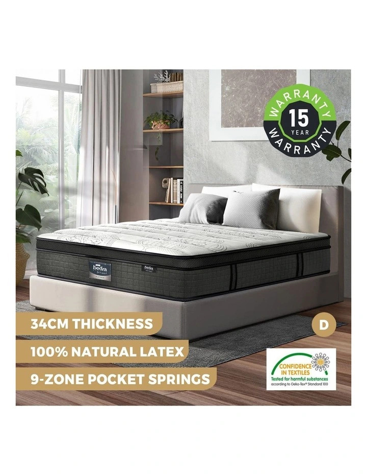 Bedra Mattress 9 Zone Latex Foam Pocket Spring Medium 34cm Double image 4