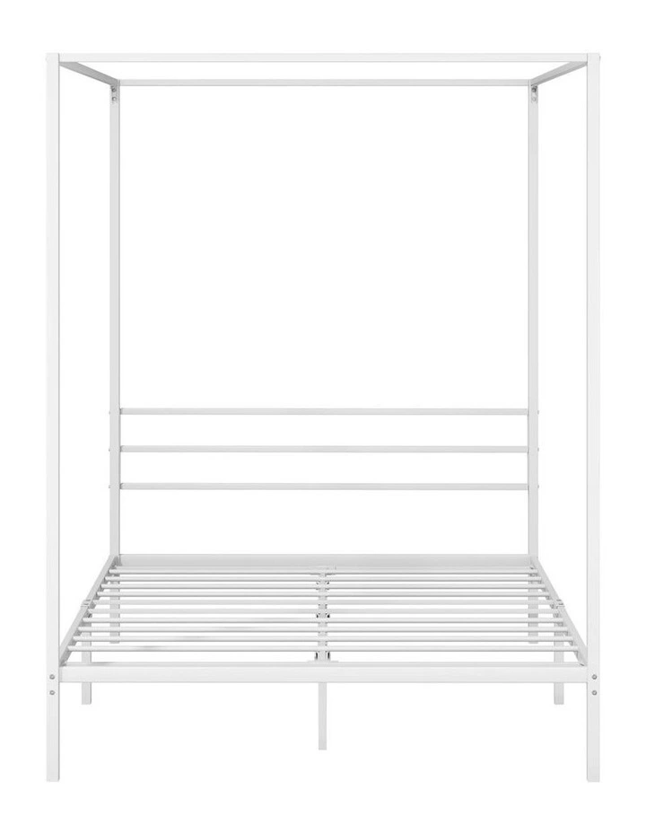 Oikiture Metal Canopy Bed Frame Double Size Beds Platform White image 2