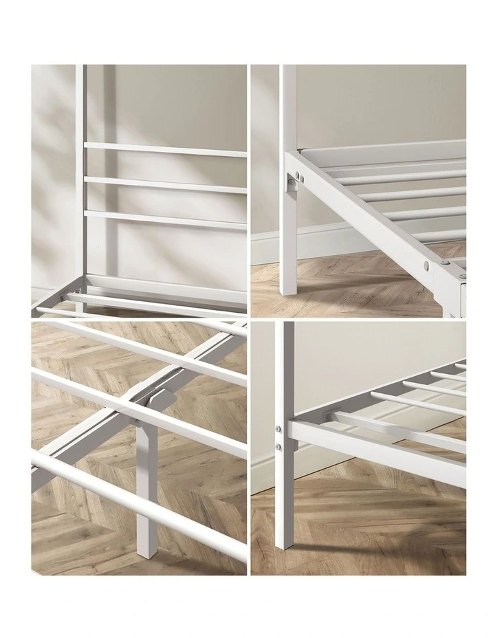Oikiture Metal Canopy Bed Frame Double Size Beds Platform White image 6