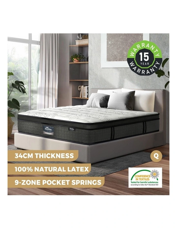 Bedra Mattress 9 Zone Latex Foam Pocket Spring Medium 34cm Queen image 4