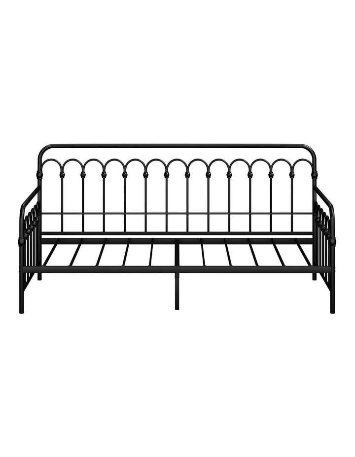 Oikiture Metal Daybed Frame Single Size Sofa Bed Steel Slat Support Black image 2