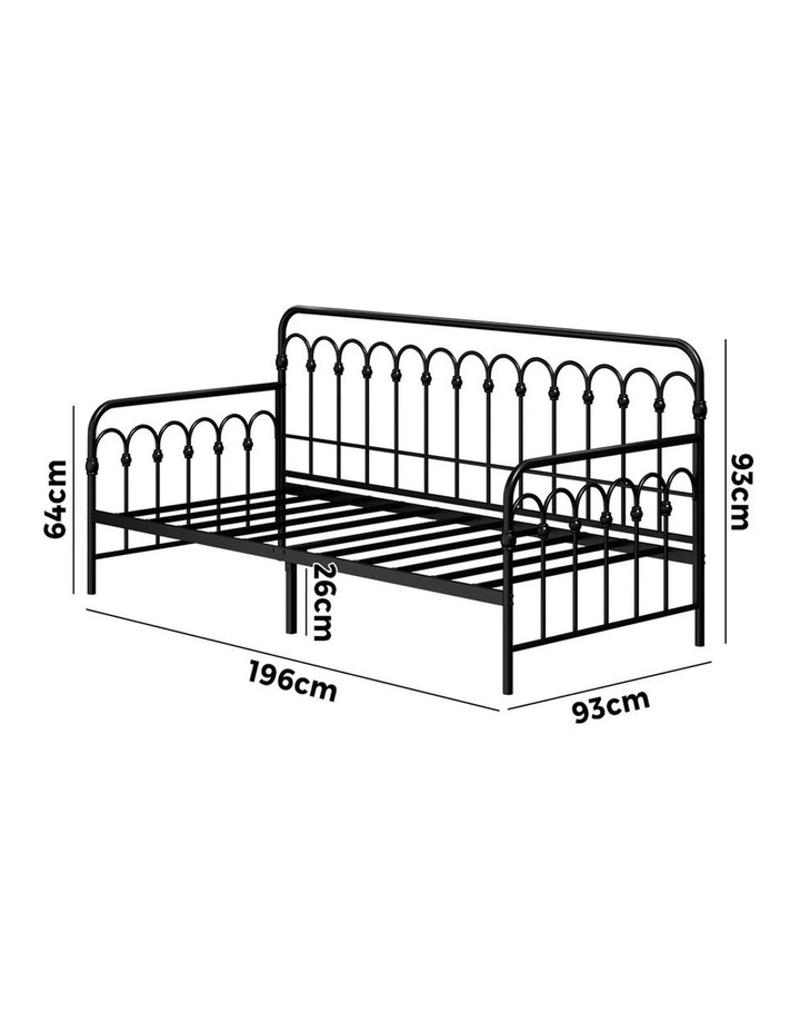 Oikiture Metal Daybed Frame Single Size Sofa Bed Steel Slat Support Black image 3