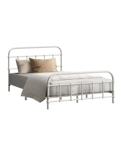 Oikiture Bed Frame Metal Bed Base King Single Size Bed Platform White