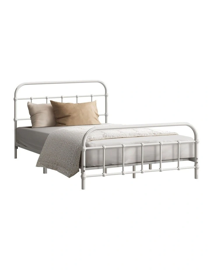 Oikiture Bed Frame Metal Bed Base King Single Size Bed Platform White image 1