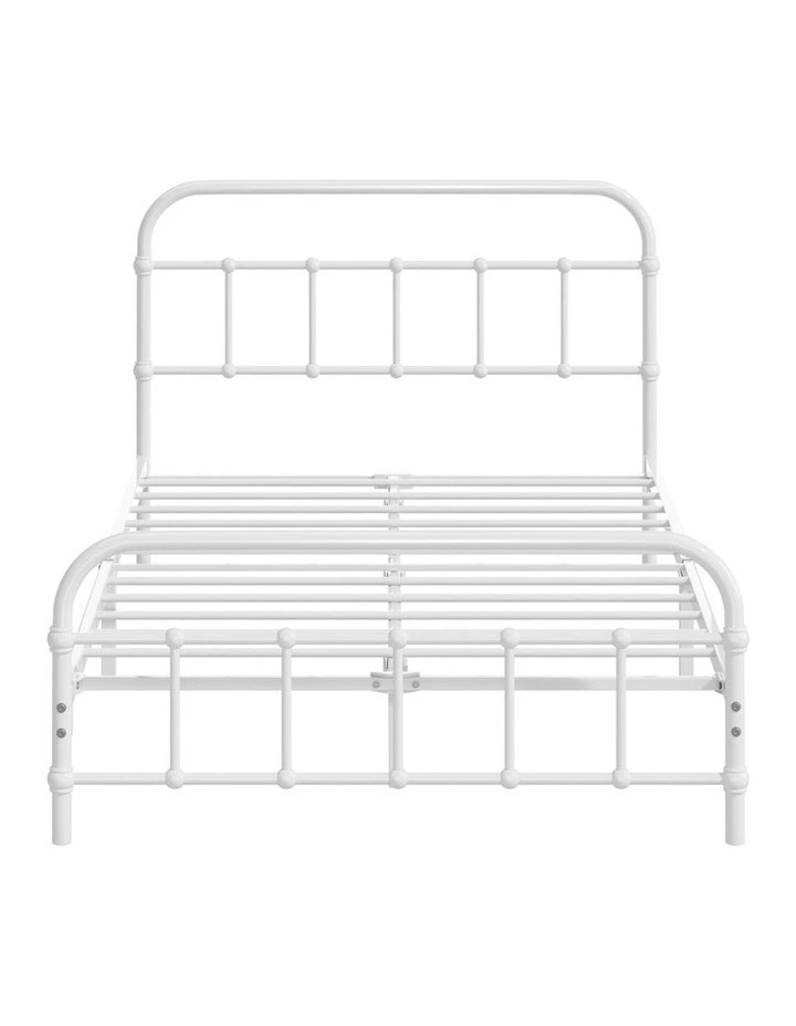 Oikiture Bed Frame Metal Bed Base King Single Size Bed Platform White image 2
