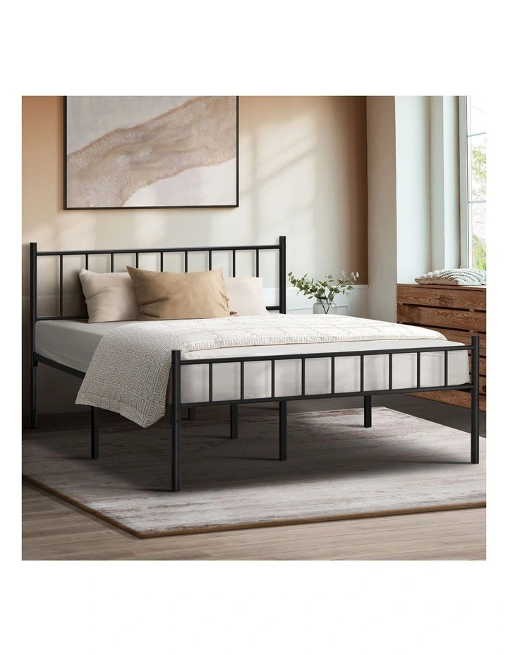 Oikiture Bed Frame Queen Size Metal Base Platform Foundation Black image 4
