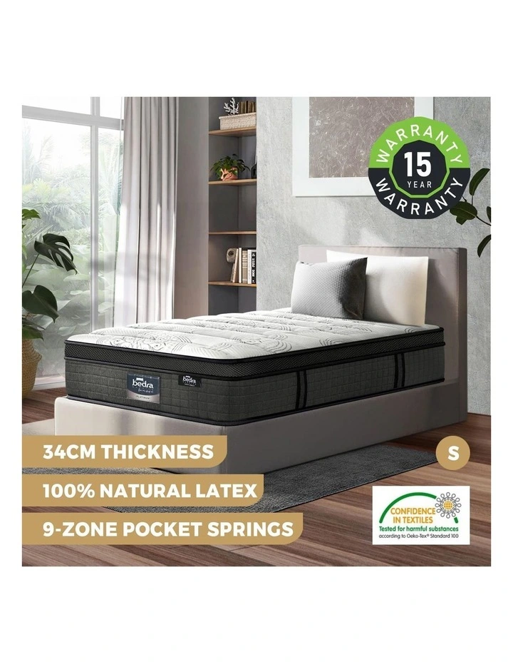 Bedra Mattress 9 Zone Latex Foam Pocket Spring Medium 34cm Single image 4