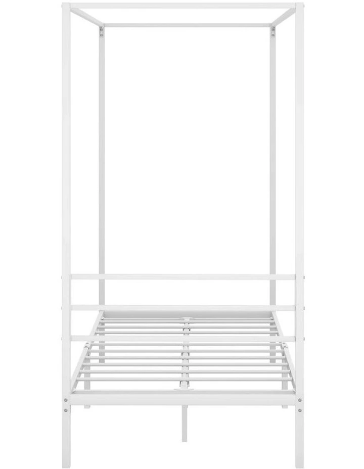 Oikiture Metal Canopy Bed Frame Single Size Beds Platform White image 2