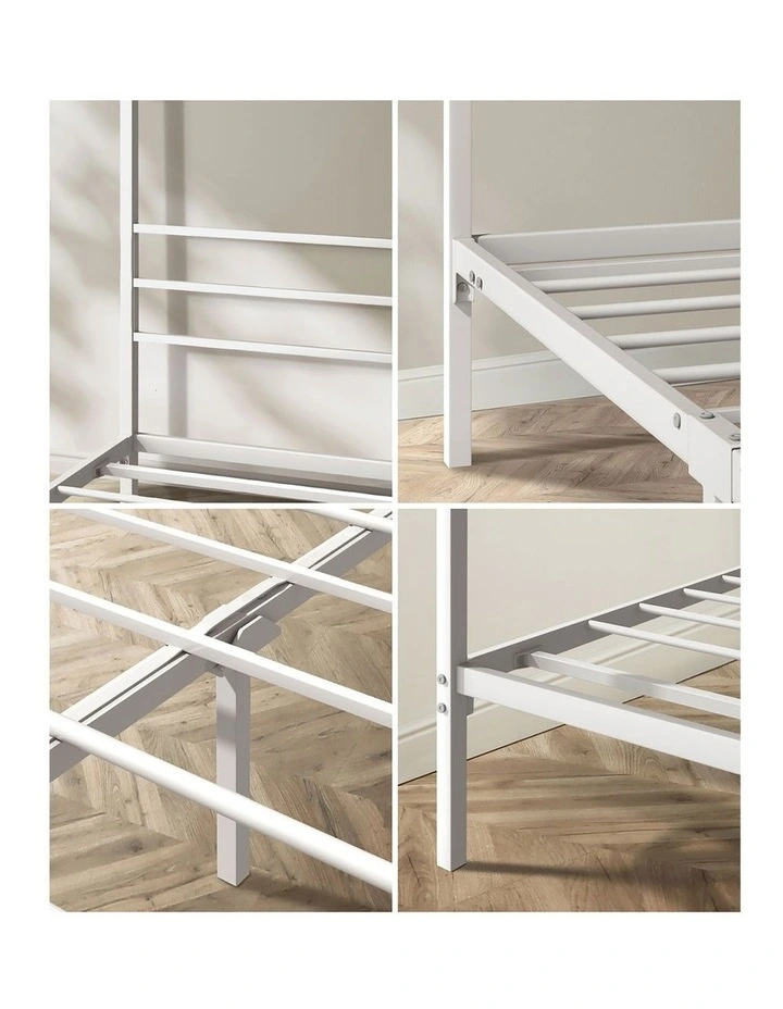 Oikiture Metal Canopy Bed Frame Single Size Beds Platform White image 6
