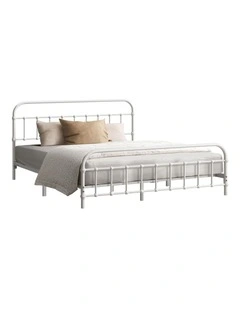 Oikiture Bed Frame Metal Bed Base Queen Size Bed Platform White
