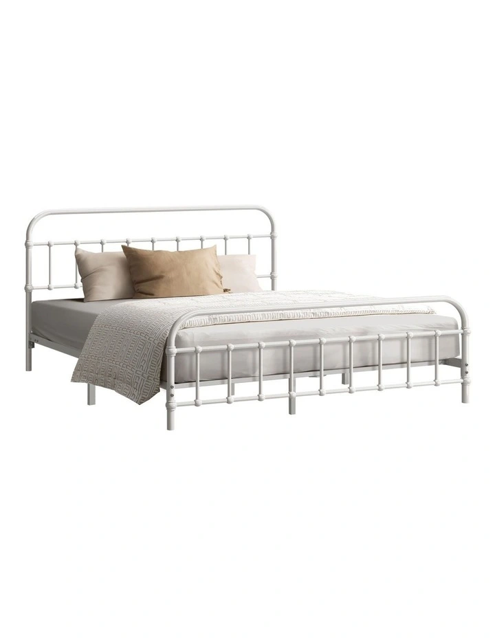 Oikiture Bed Frame Metal Bed Base Queen Size Bed Platform White image 1
