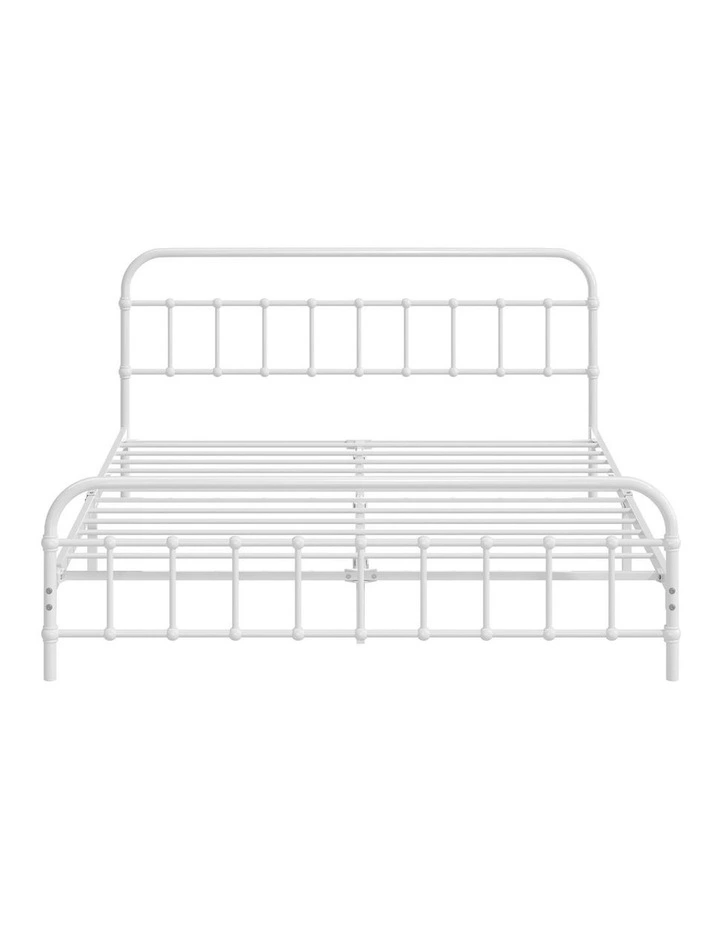Oikiture Bed Frame Metal Bed Base Queen Size Bed Platform White image 2