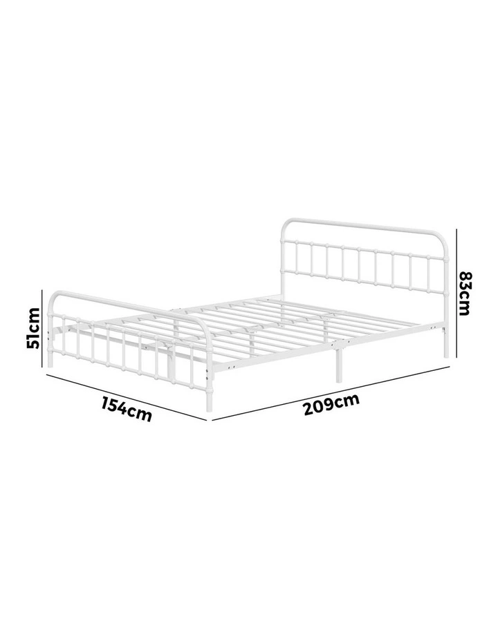 Oikiture Bed Frame Metal Bed Base Queen Size Bed Platform White image 3