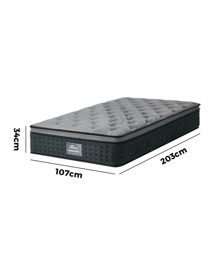 Bedra King Single Mattress Euro Top Spring Medium Firm Motion Isolation 34cm image 3