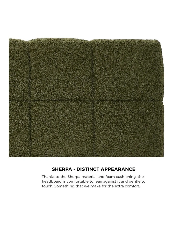 Oikiture Bed Frame Queen Size Tufted Headboard Green Boucle image 6