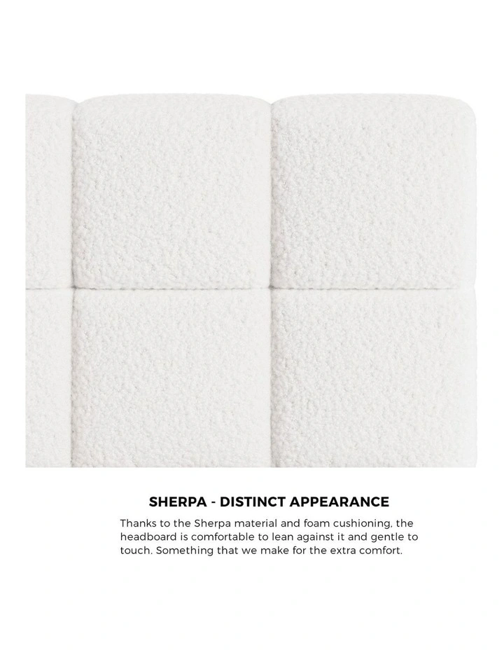 Oikiture Bed Frame Double Size Tufted Headboard White Boucle image 6