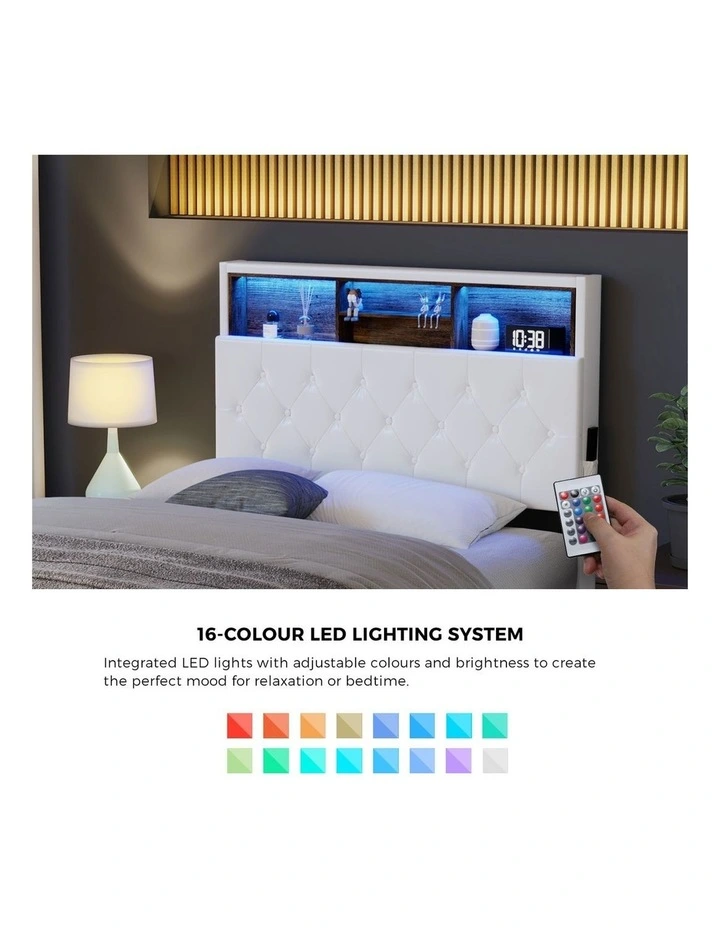 Oikiture Bed Frame King Single Size Platform Beds with LED Storage Bedhead NOVI image 6