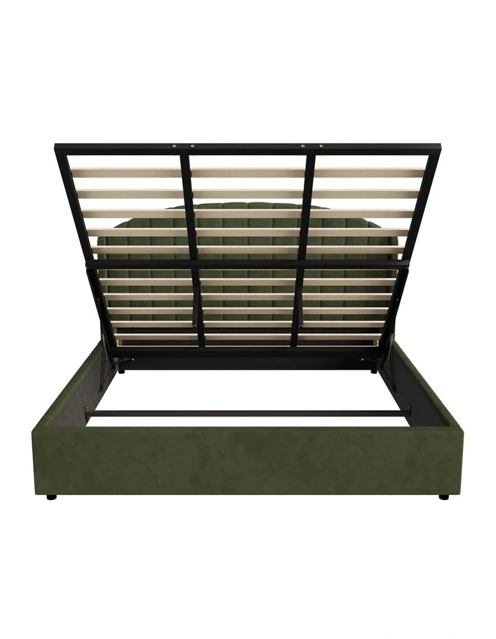 Oikiture Bed Frame King Size With Gas Lift Storage USB Charging Velvet image 2