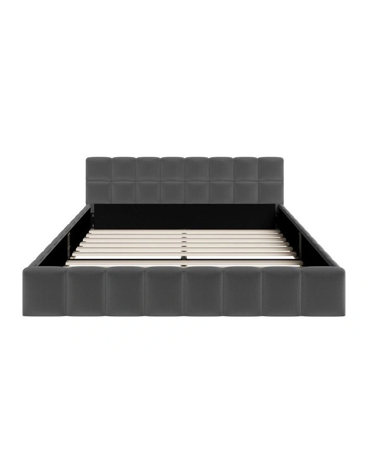 Oikiture Bed Frame Queen Size Tufted Headboard Grey Velvet image 2
