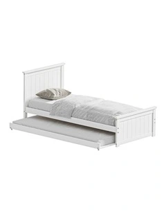 Oikiture Trundle Bed Frame Single Size Beds Base Wooden Daybed White