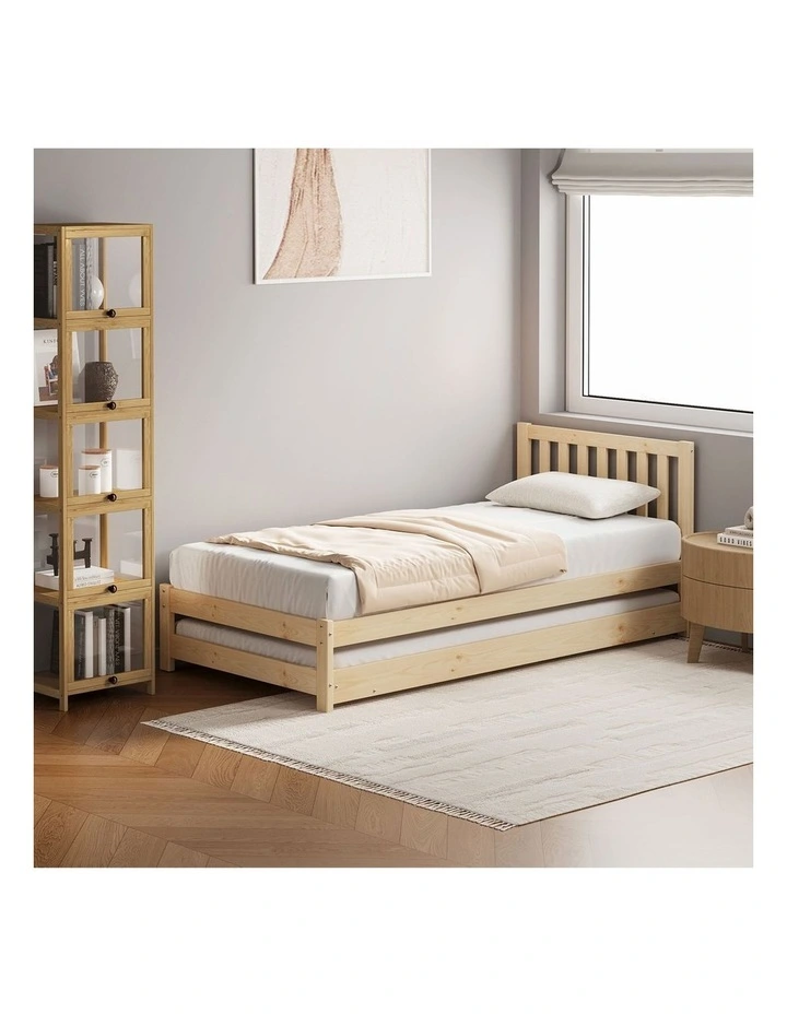Oikiture Kids Wooden Bed Frame Single Montessori Pine Timber House Platform Base image 5