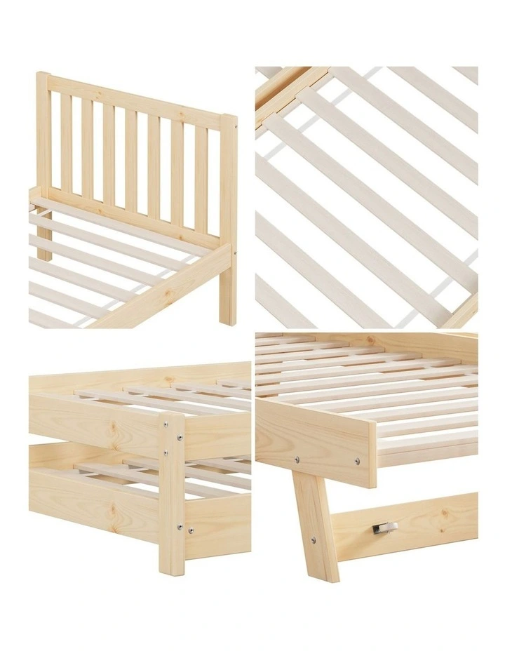 Oikiture Kids Wooden Bed Frame Single Montessori Pine Timber House Platform Base image 6