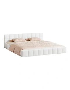 Oikiture Bed Frame King Size Tufted Headboard White Boucle