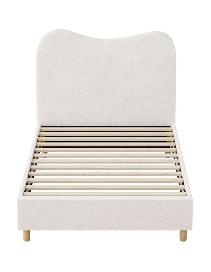 Oikiture Bed Frame Single Size White Boucle Cloud Shape image 2